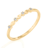 Solid Gold Diamond Petals Stacking Ring