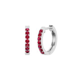 Solid Gold Ruby Huggie Earrings