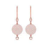 Solid Gold Diamond Disc Circle Earrings
