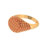 Solid Gold Citrine Pave Signet Ring