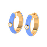 Solid Gold Enamel Diamond Huggie Earrings