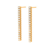 Solid Gold Diamond Long Strip Earrings