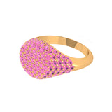 Solid Gold Pink Sapphire Pave Signet Ring