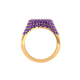 Solid Gold Amethyst Pave Signet Ring