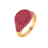 Solid Gold Ruby Pave Signet Ring