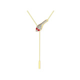 Solid Gold Ruby Eye Diamond Snake Lariat