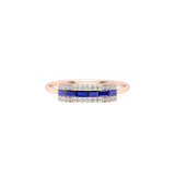 Solid Gold Sapphire and Diamond Baguette Ring
