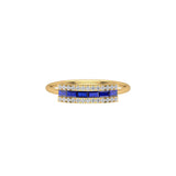 Solid Gold Sapphire and Diamond Baguette Ring