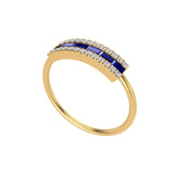 Solid Gold Sapphire and Diamond Baguette Ring