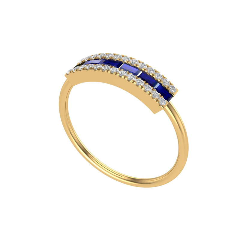 Sapphire and Diamond Baguette Ring