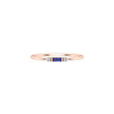Solid Gold Diamond and Sapphire Tiny Baguette Ring