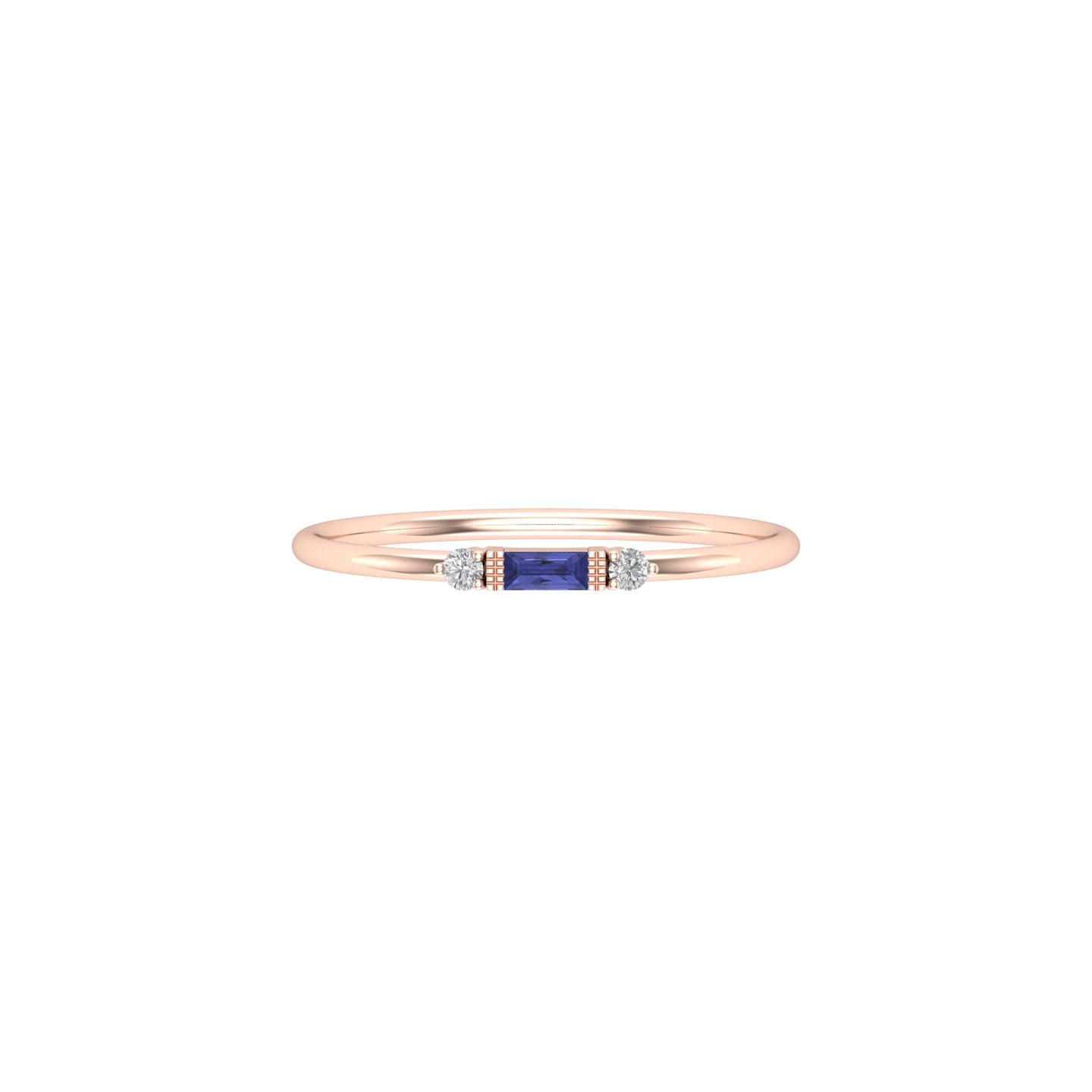 Solid Gold Diamond and Sapphire Tiny Baguette Ring