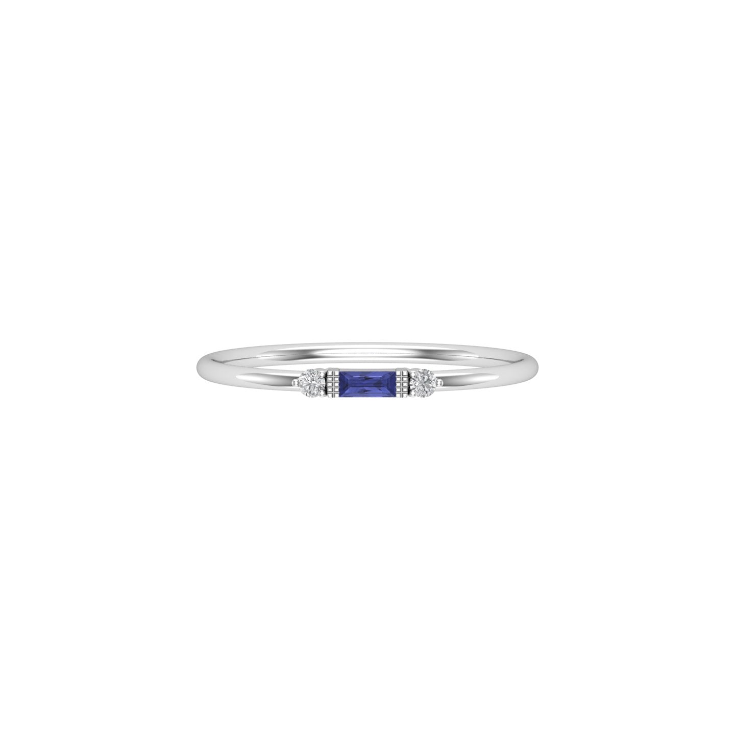 Solid Gold Diamond and Sapphire Tiny Baguette Ring