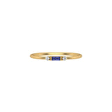 Solid Gold Diamond and Sapphire Tiny Baguette Ring