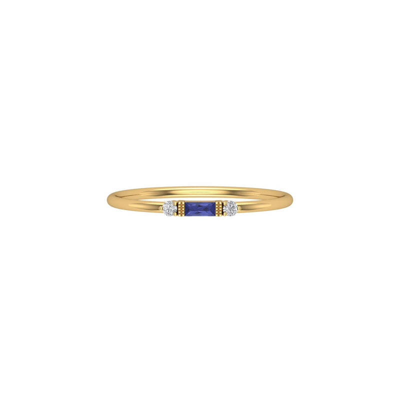 Diamond and Sapphire Tiny Baguette Ring