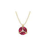 Solid Gold Diamond and Ruby Cluster Necklace