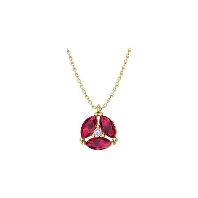 Diamond and Ruby Cluster Necklace