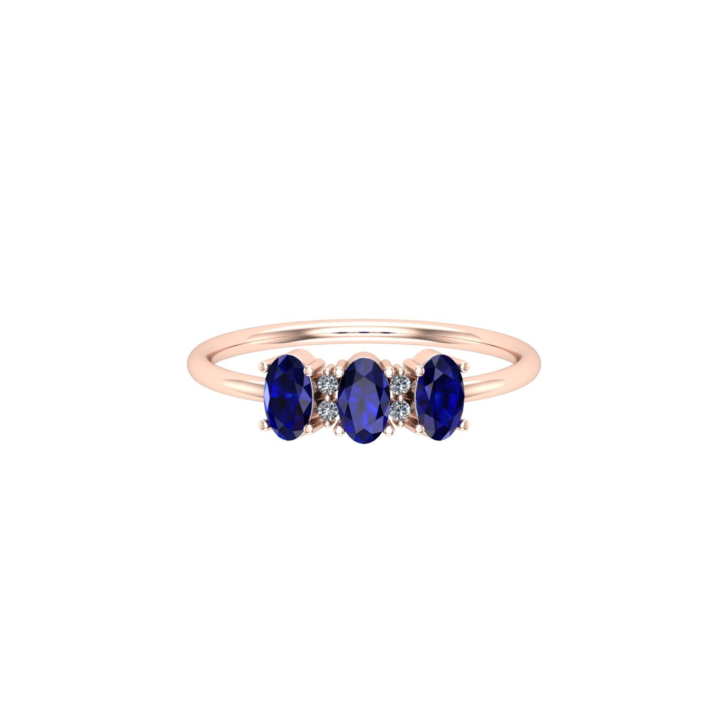 Solid Gold Sapphire and Diamond Cluster Ring
