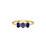 Solid Gold Sapphire and Diamond Cluster Ring