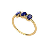 Solid Gold Sapphire and Diamond Cluster Ring