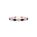 Solid Gold Sapphire and Diamond Stackable Marquise Band