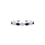 Solid Gold Sapphire and Diamond Stackable Marquise Band