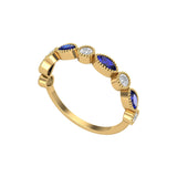 Solid Gold Sapphire and Diamond Stackable Marquise Band