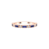 Solid Gold Diamond and Sapphire Baguette Ring