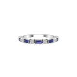 Solid Gold Diamond and Sapphire Baguette Ring