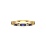 Solid Gold Diamond and Sapphire Baguette Ring