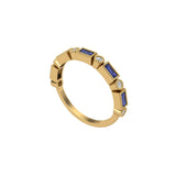 Solid Gold Diamond and Sapphire Baguette Ring