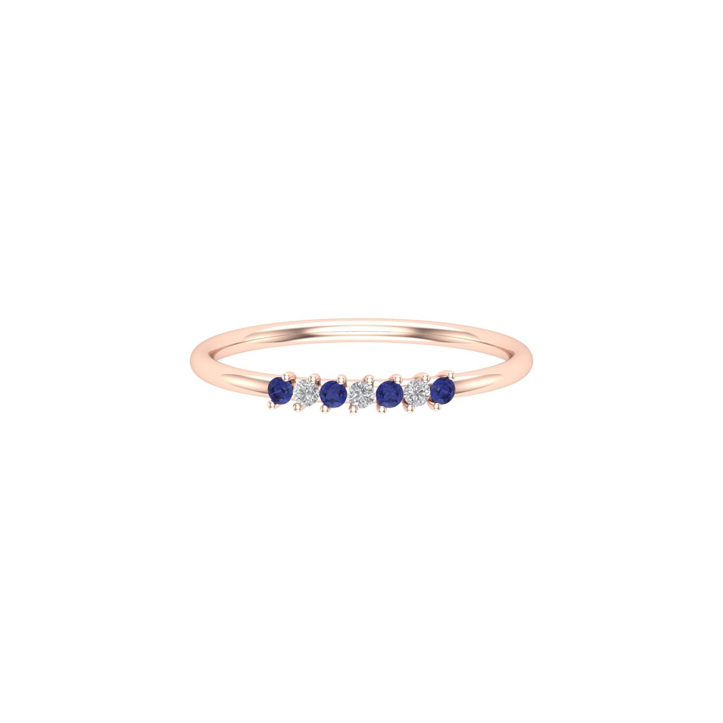 Solid Gold Sapphire and Diamond Band
