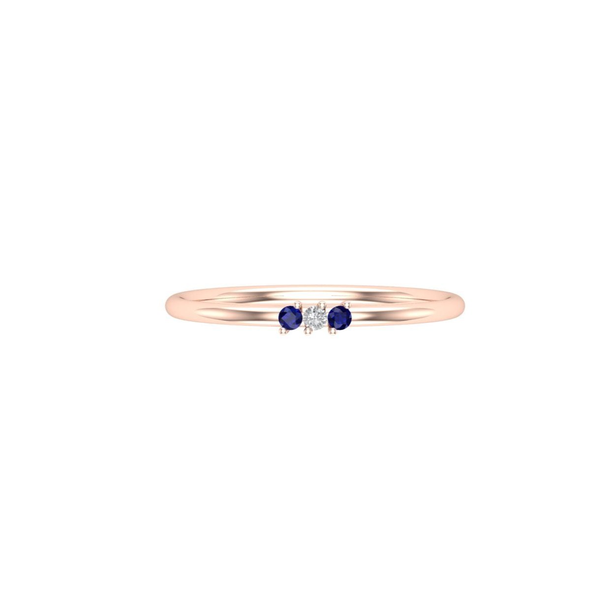 Solid Gold Sapphire and Diamond Thin Stacking Ring