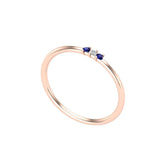 Solid Gold Sapphire and Diamond Thin Stacking Ring