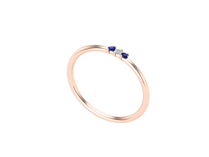 Sapphire and Diamond Thin Stacking Ring