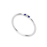 Solid Gold Sapphire and Diamond Thin Stacking Ring