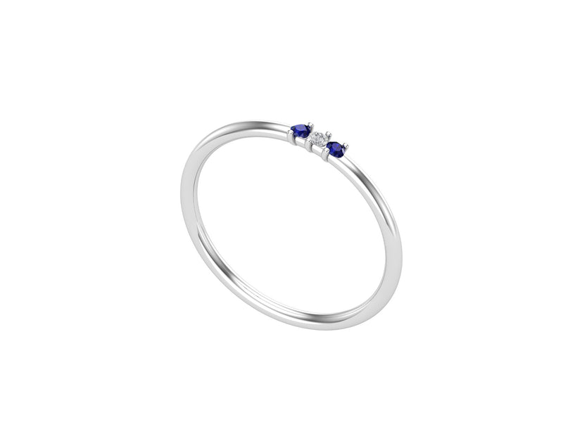 Sapphire and Diamond Thin Stacking Ring