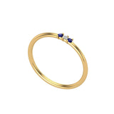 Solid Gold Sapphire and Diamond Thin Stacking Ring