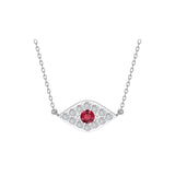 Solid Gold Diamond Ruby Evil Eye Necklace
