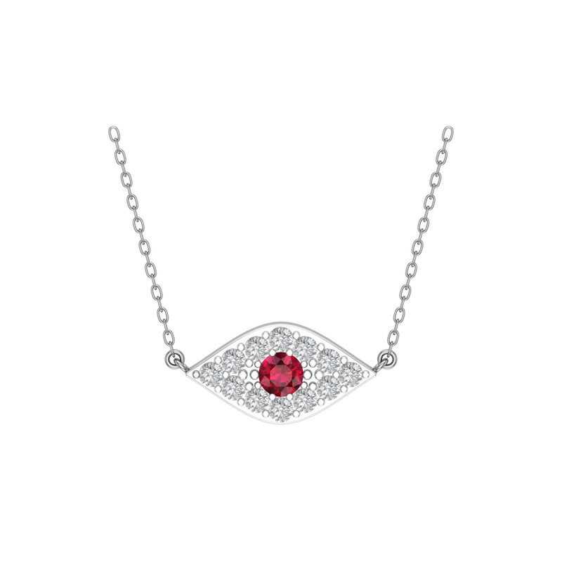 Diamond Ruby Evil Eye Necklace