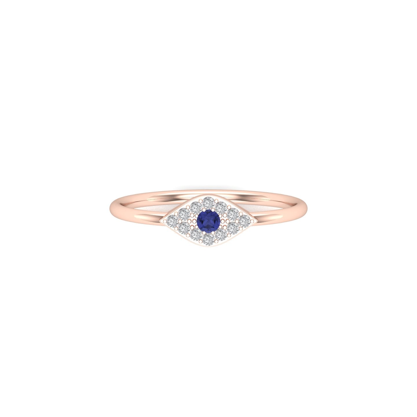 Solid Gold Sapphire Diamond Evil Eye Ring