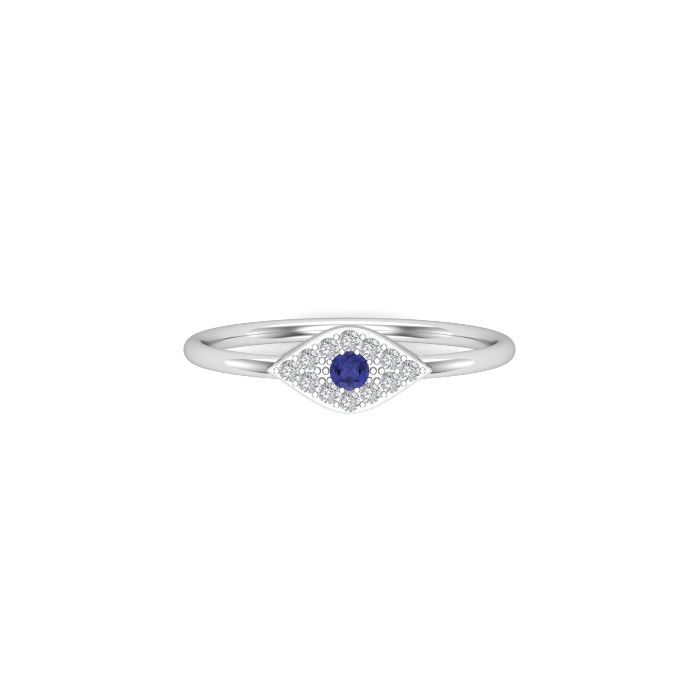 Solid Gold Sapphire Diamond Evil Eye Ring