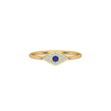 Solid Gold Sapphire Diamond Evil Eye Ring