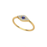 Solid Gold Sapphire Diamond Evil Eye Ring