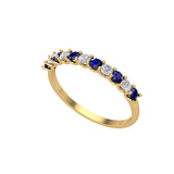 Solid Gold Sapphire Diamond Band