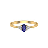 Solid Gold Sapphire Diamond Minimal Ring
