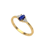 Solid Gold Sapphire Diamond Minimal Ring