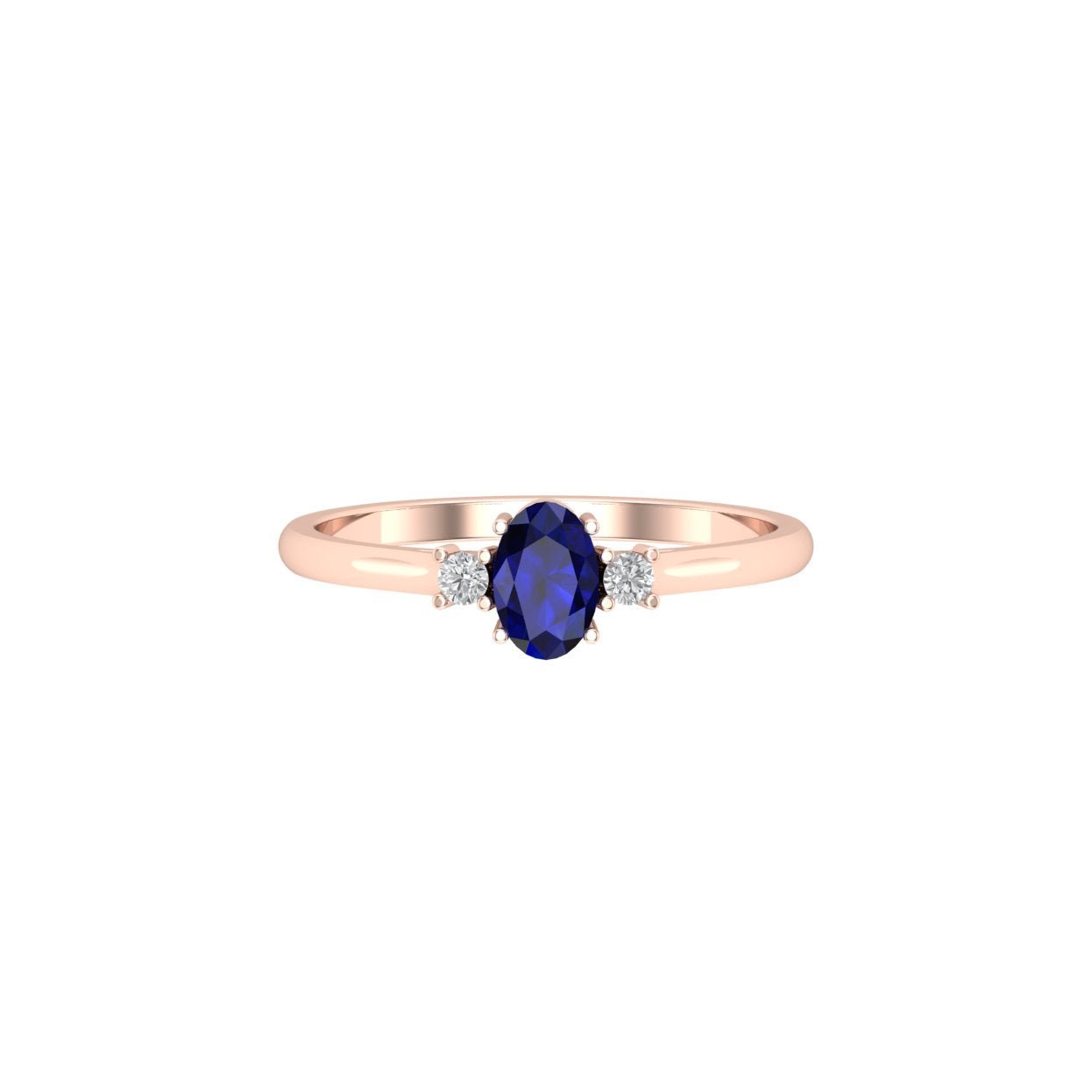Solid Gold Sapphire Diamond Oval Stacking Ring