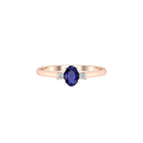Solid Gold Sapphire Diamond Oval Stacking Ring