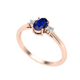 Solid Gold Sapphire Diamond Oval Stacking Ring